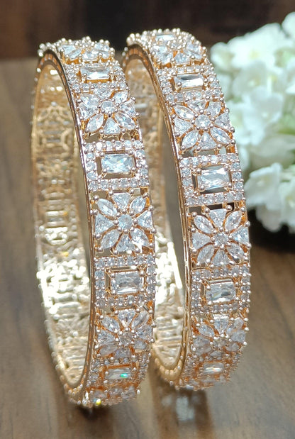 Cz ad Bangles Rosegold Sku-5014 C4 - rchiecreation