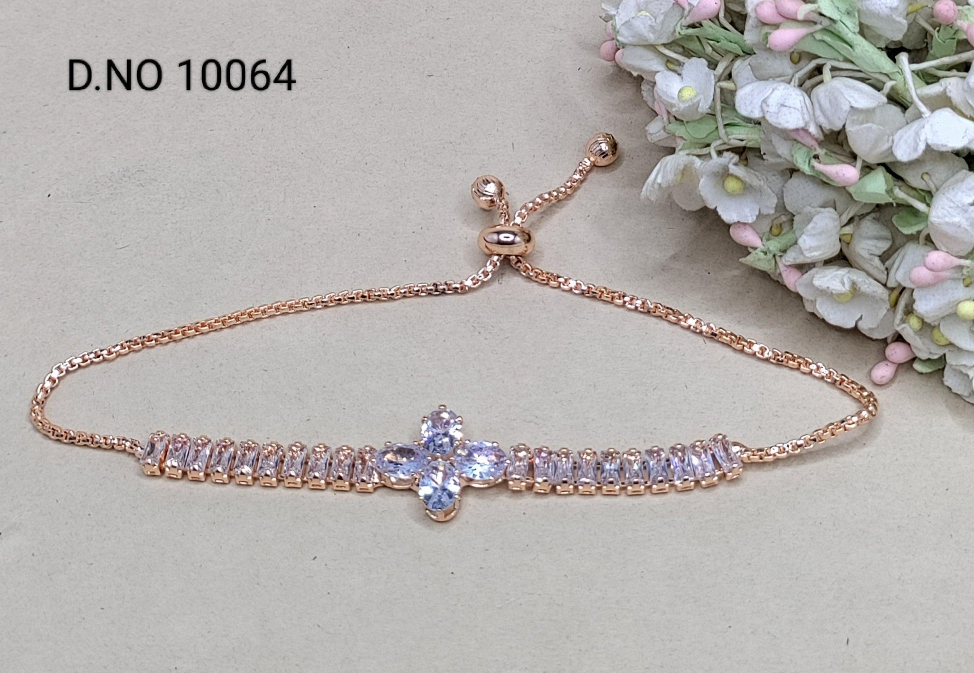 Cz Ad Bracelet Rosegold Sku 10064 c-4 - rchiecreation