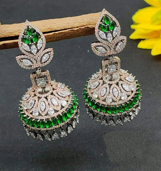 Cz Ad Earrings Jhumki Victorian Sku-320-C1 - rchiecreation