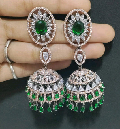 Cz Ad Earrings Jhumki Victorian Sku-325- C1 - rchiecreation