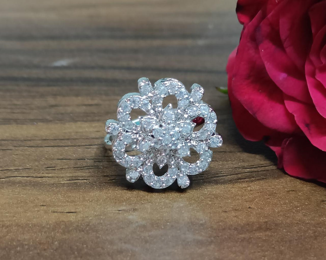 Cz Ad Finger Ring Rodium Sku 5917 E-4 - rchiecreation