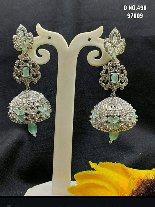 Cz Diamond Jhumki Earrings-496 C1 - rchiecreation