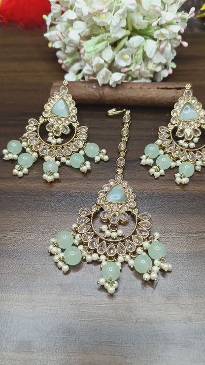 Polki Earring Mehndi Sku 678 A1