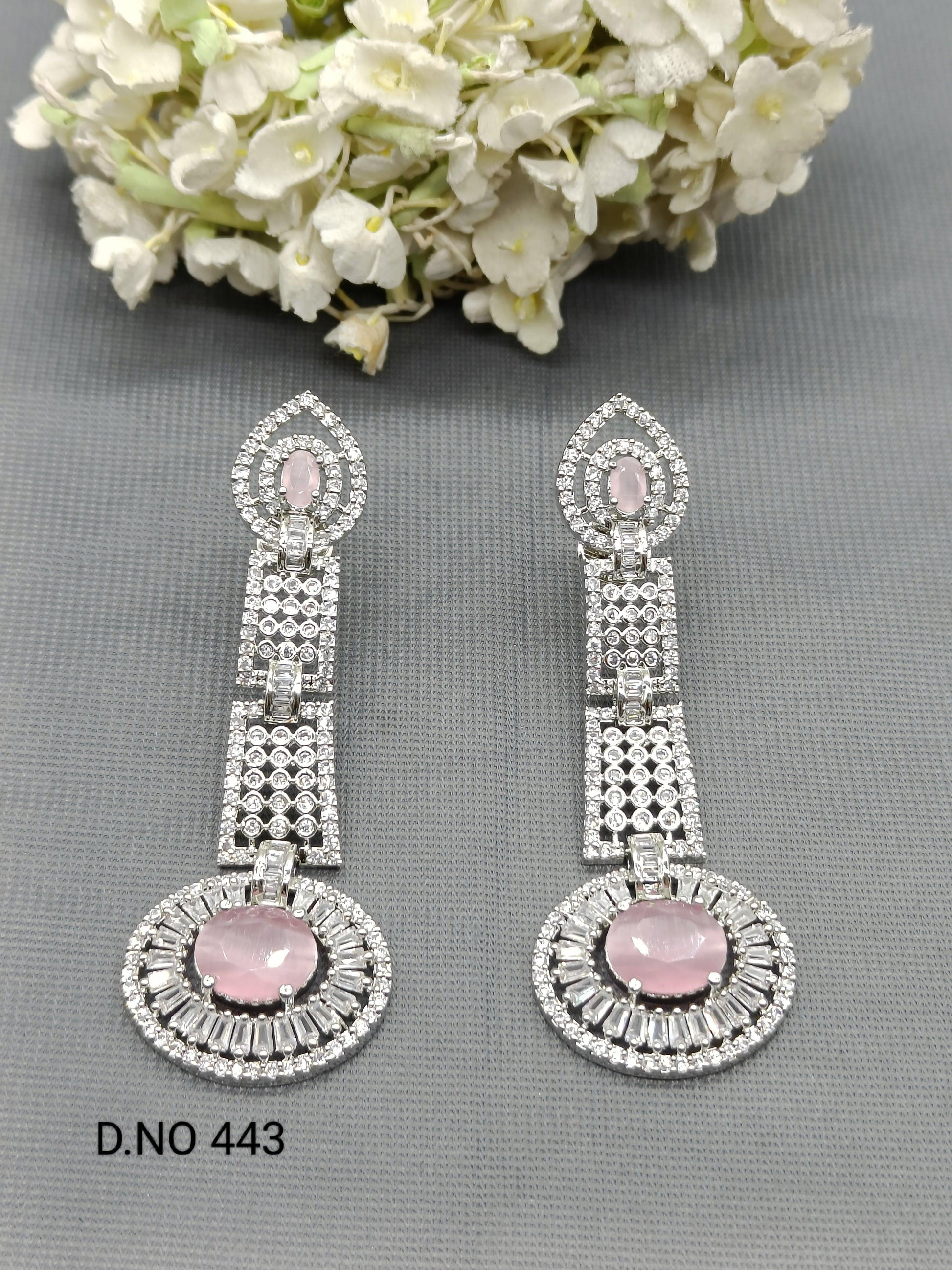 Diamond Earrings Rodium Sku 443 C1 - rchiecreation