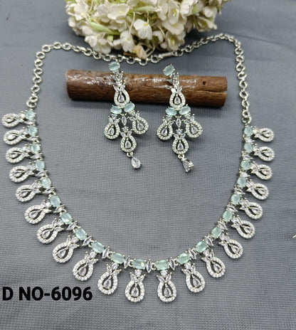 Diamond Necklace Rodium Sku-6096 C3 - rchiecreation