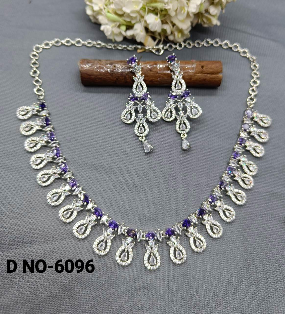 Diamond Necklace Rodium Sku-6096 C3 - rchiecreation