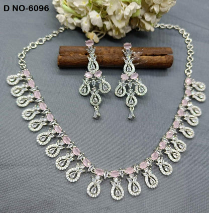 Diamond Necklace Rodium Sku-6096 C3 - rchiecreation