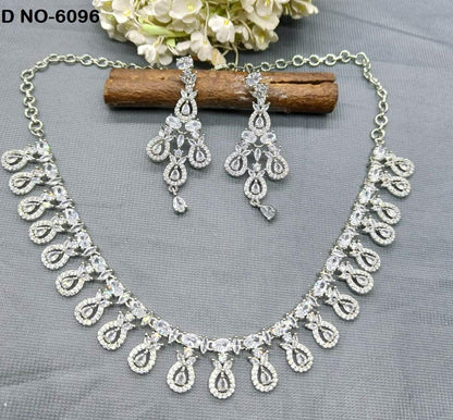 Diamond Necklace Rodium Sku-6096 C3 - rchiecreation