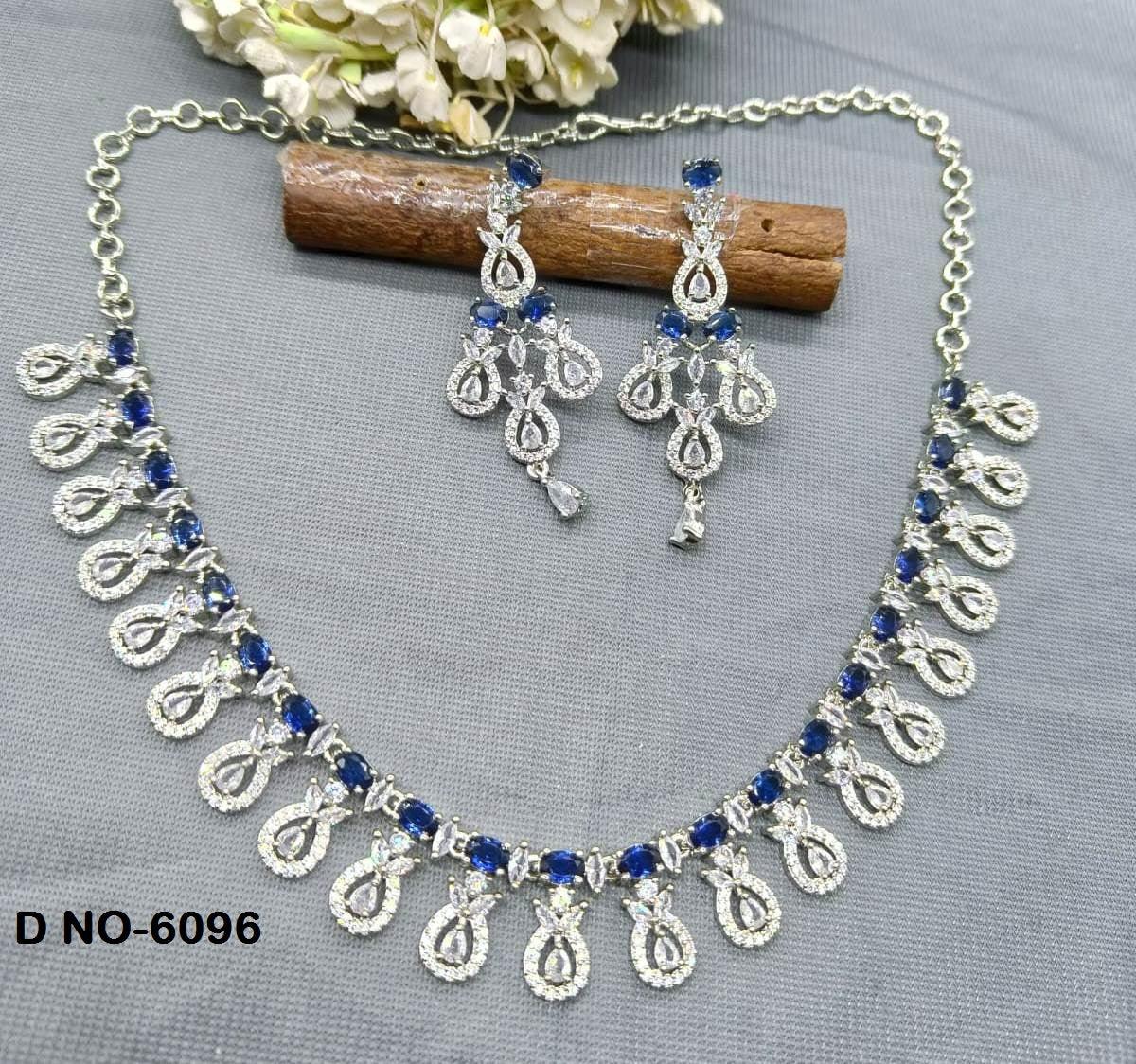 Diamond Necklace Rodium Sku-6096 C3 - rchiecreation