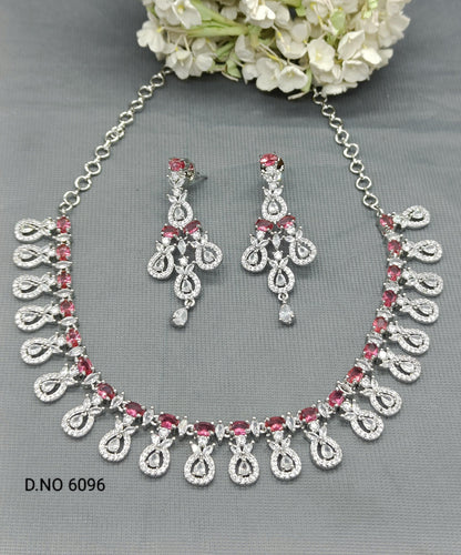 Diamond Necklace Rodium Sku-6096 C3 - rchiecreation