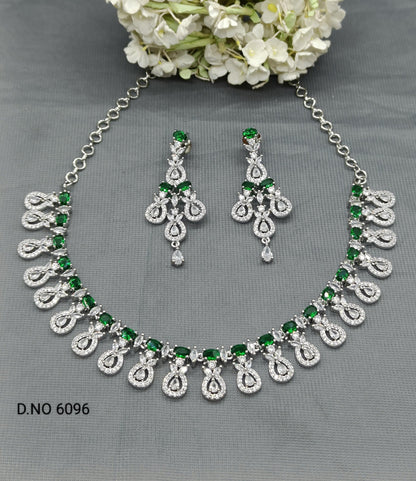 Diamond Necklace Rodium Sku-6096 C3 - rchiecreation