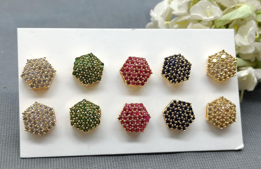 Diamond Tops Golden Stud Earring Sku 867 C1 - rchiecreation