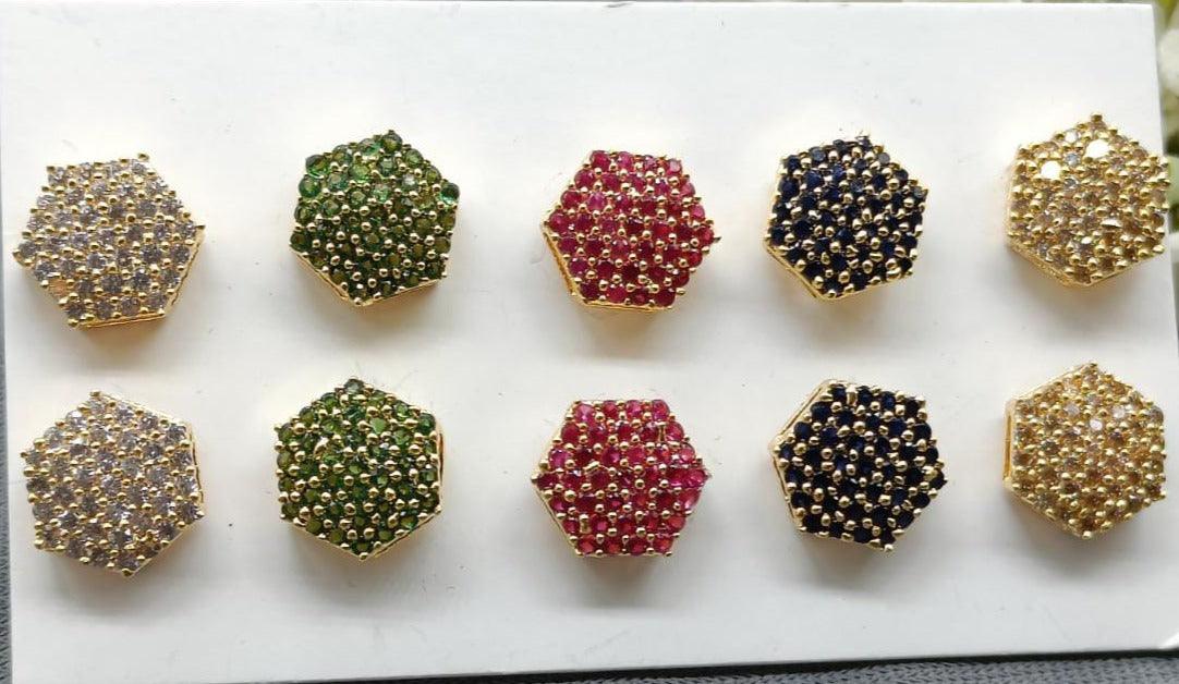 Diamond Tops Golden Stud Earring Sku 867 C1 - rchiecreation