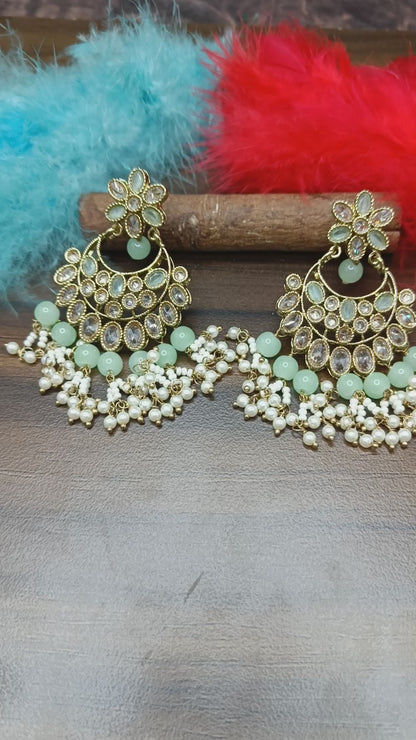 Tassel Earring Polki Earring Mehndi Sku- 624 A2