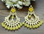 Golden Kundan Earring Sku-878 A1 - rchiecreation