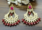 Golden Kundan Earring Sku-878 A1 - rchiecreation