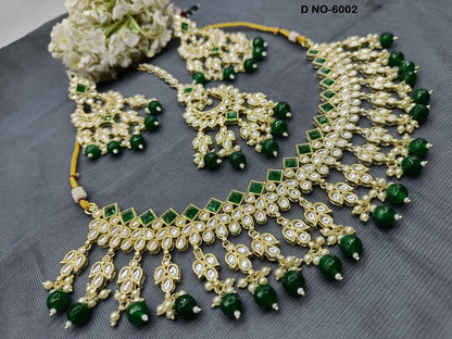 Golden Kundan Necklace Set -6002 B4 - rchiecreation