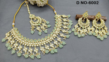 Golden Kundan Necklace Set -6002 B4 - rchiecreation