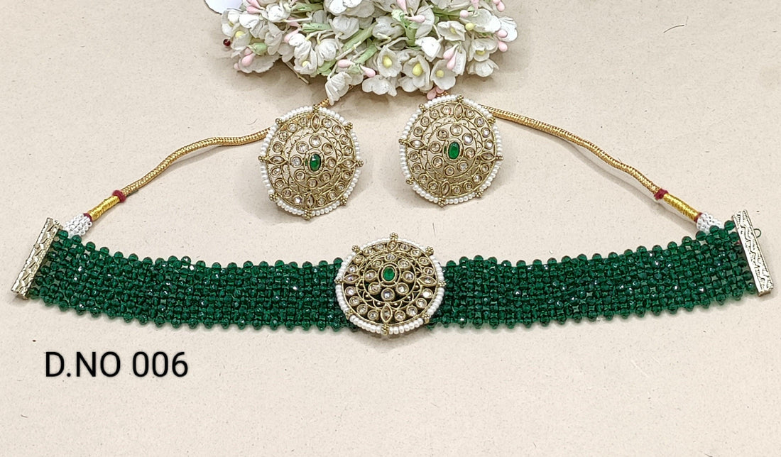 Green Choker Necklace Mehndi Set -006 B4 - rchiecreation