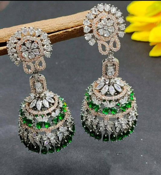 Green Cz Stone Jhumki -324 -C1 - rchiecreation