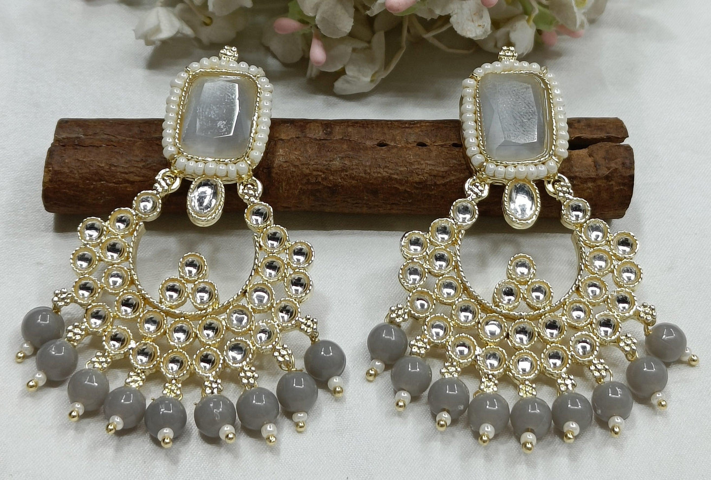 Kundan Earring Gold -835 - rchiecreation