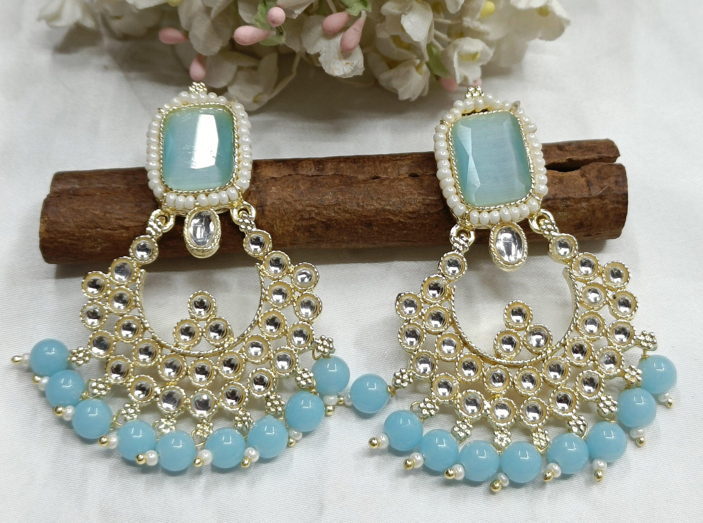 Kundan Earring Gold -835 - rchiecreation