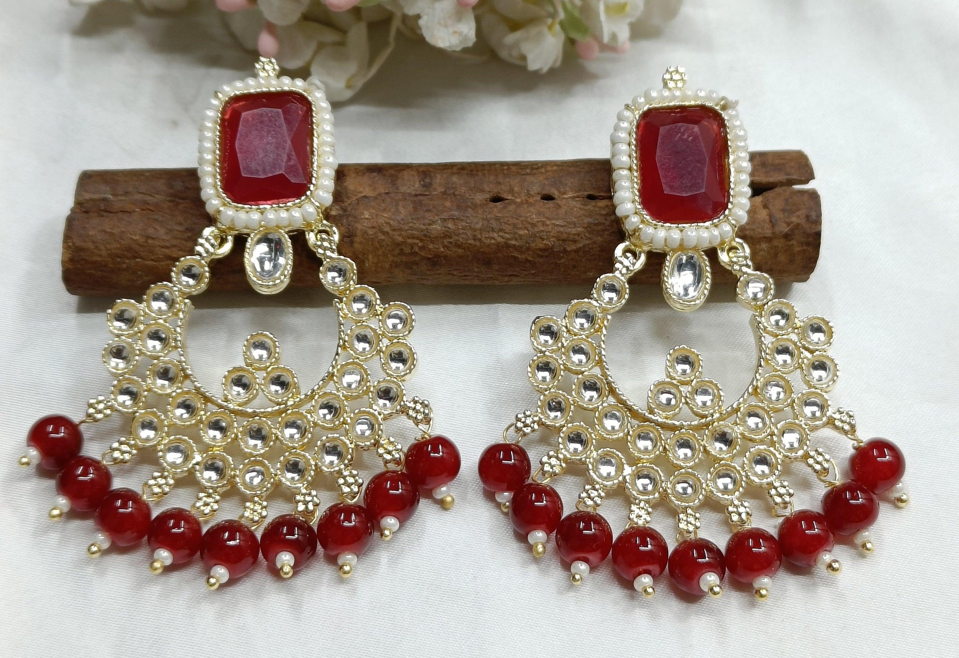 Kundan Earring Gold -835 - rchiecreation