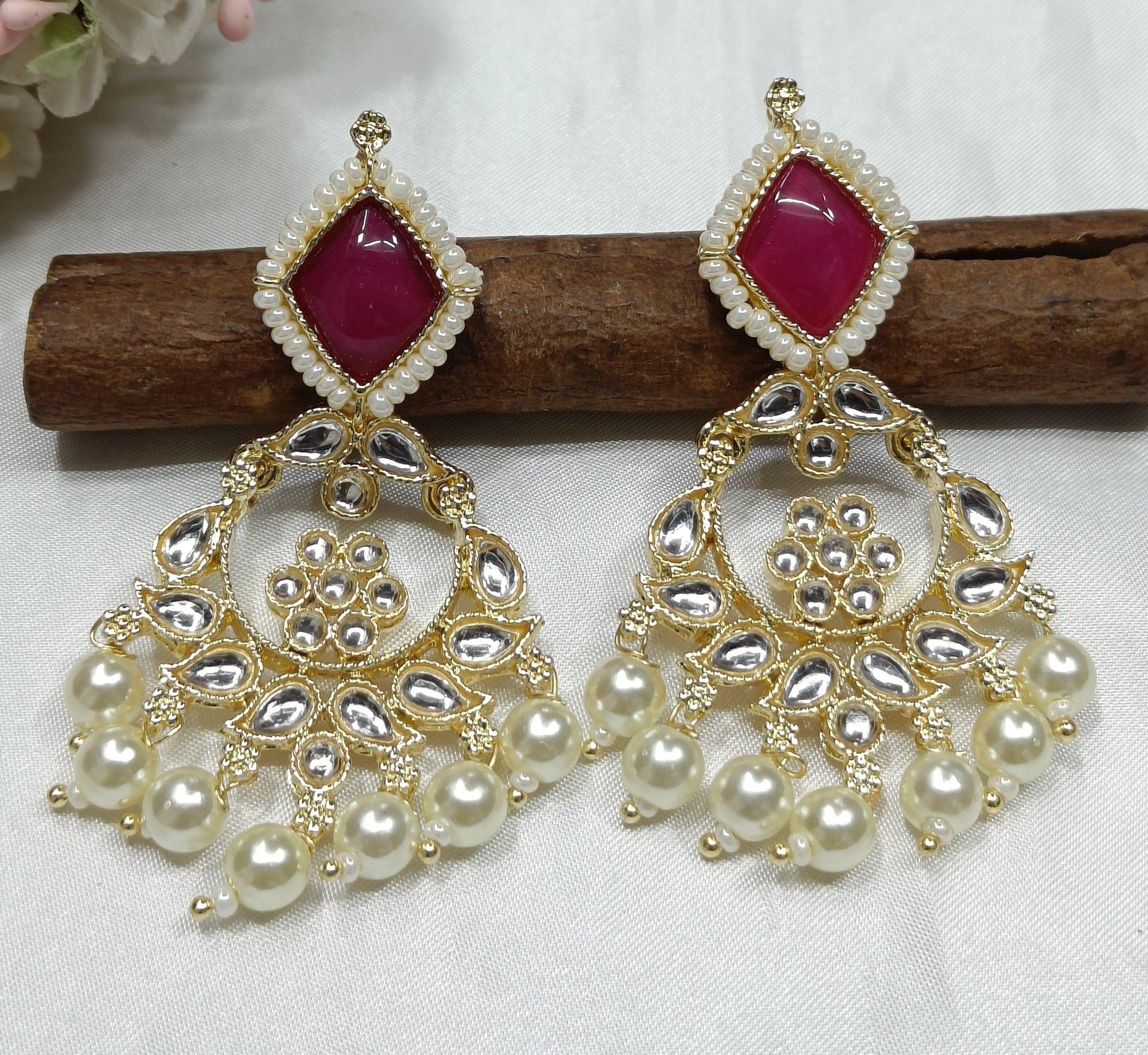 Kundan Earring Gold-837 A1 - rchiecreation