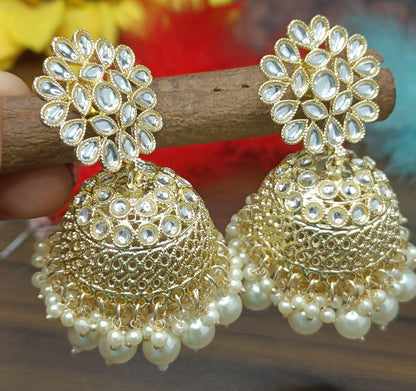 Kundan Earring Golden Sku- 731 A4 - rchiecreation