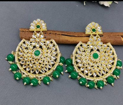 Kundan Earring Golden Sku-750 A1 - rchiecreation