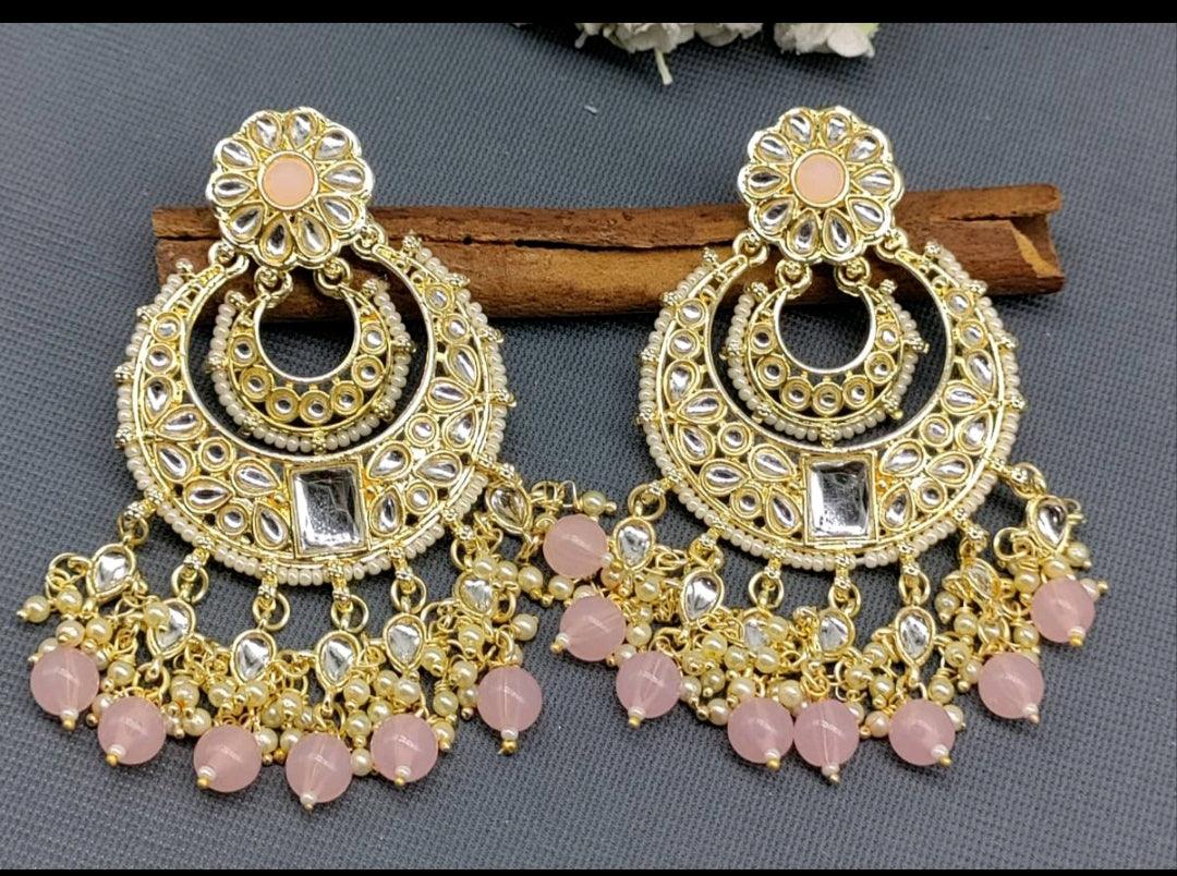 Kundan Earring Golden Sku -751 A1 - rchiecreation