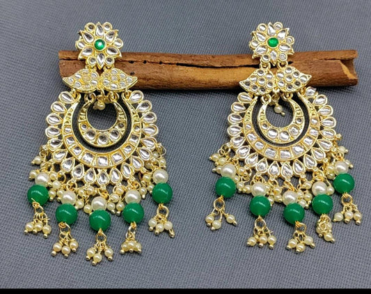 Kundan Earring Golden Sku-754 A1 - rchiecreation