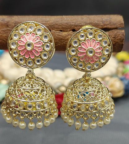 Kundan Earring Golden Sku 797 A3 - rchiecreation