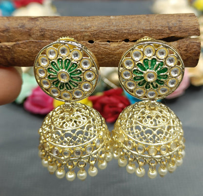 Kundan Earring Golden Sku 797 A3 - rchiecreation