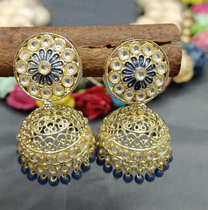 Kundan Earring Golden Sku 797 A3 - rchiecreation