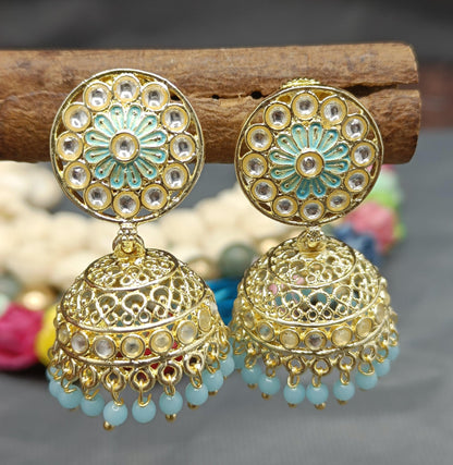 Kundan Earring Golden Sku 797 A3 - rchiecreation