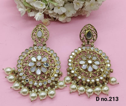 Kundan Earring Mehndi Sku-213 A1 - rchiecreation