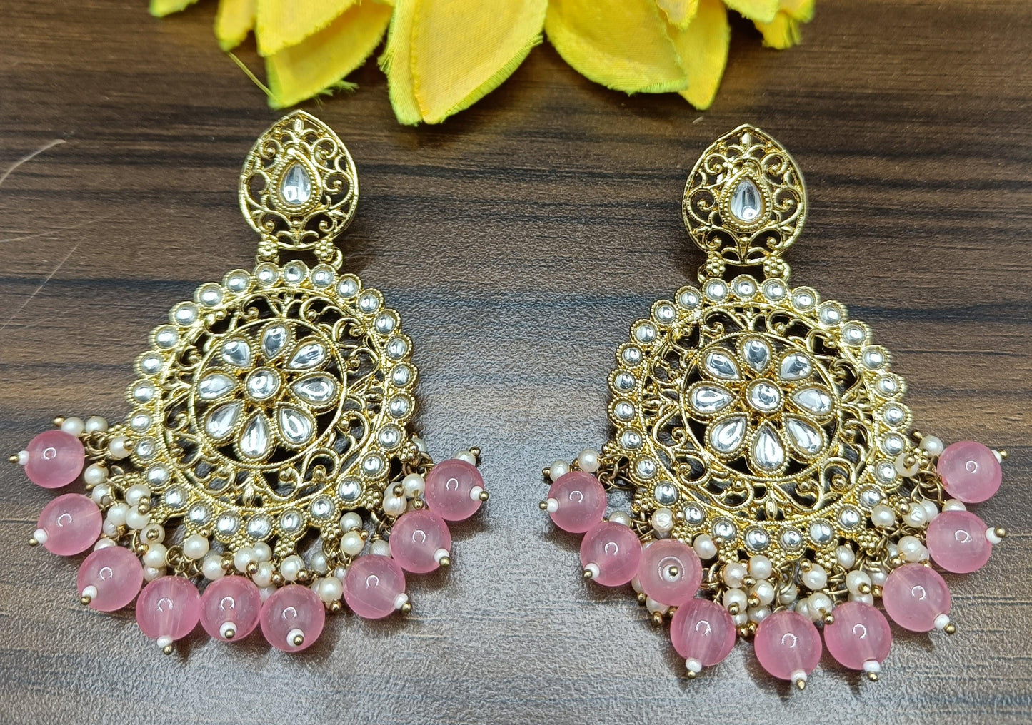 Kundan Earring Mehndi Sku-213 A1 - rchiecreation