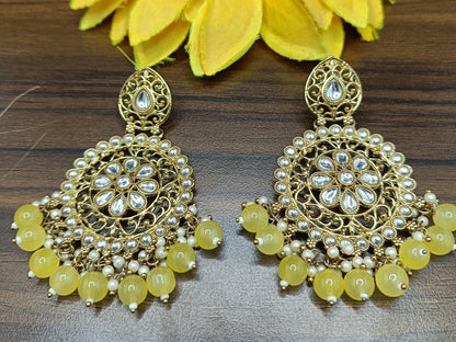 Kundan Earring Mehndi Sku-213 A1 - rchiecreation