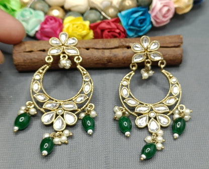 Kundan Earring Mehndi Sku-343 A2 - rchiecreation