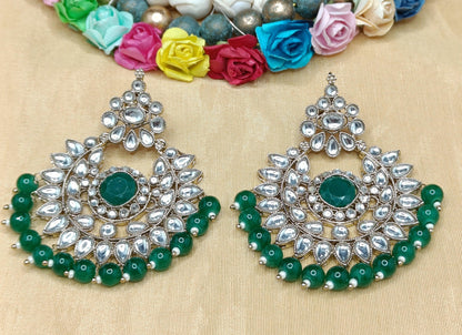 Kundan Earring Mehndi Sku 804 A2 - rchiecreation