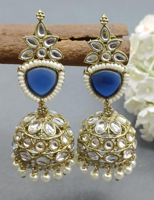 Kundan Earring Mehndi Sku-807 A4 - rchiecreation