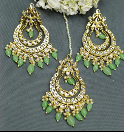 Kundan Earring-Tikka Golden Sku-774 A1 - rchiecreation