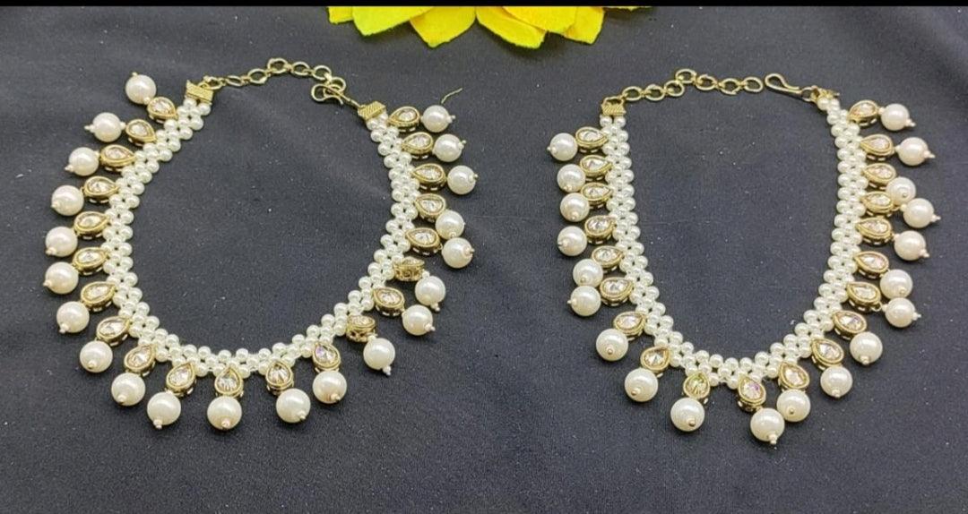 Kundan payal Flexible anklets Sku-E2 - rchiecreation