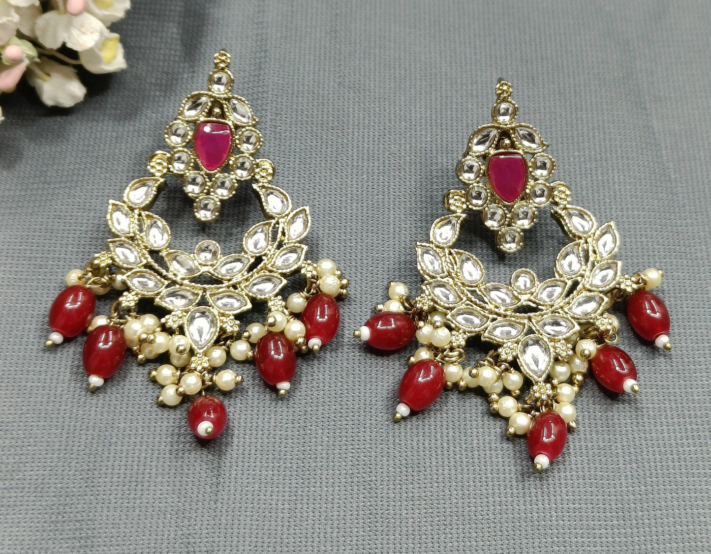 Kundan Polki Mehndi Earring-782 A1 - rchiecreation