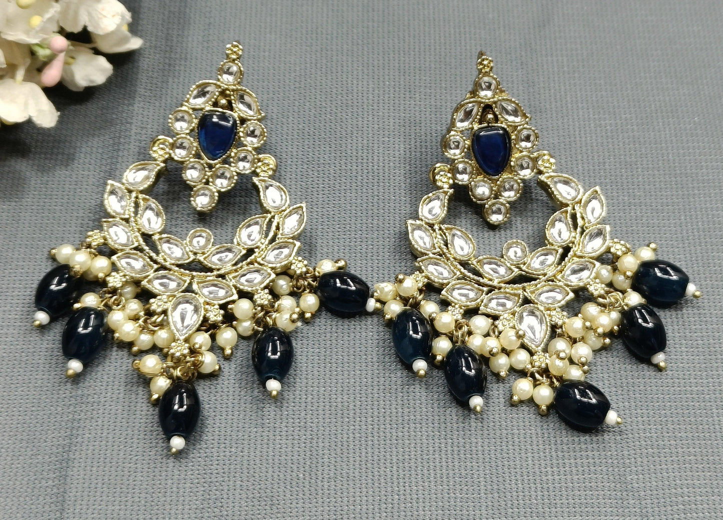 Kundan Polki Mehndi Earring-782 A1 - rchiecreation