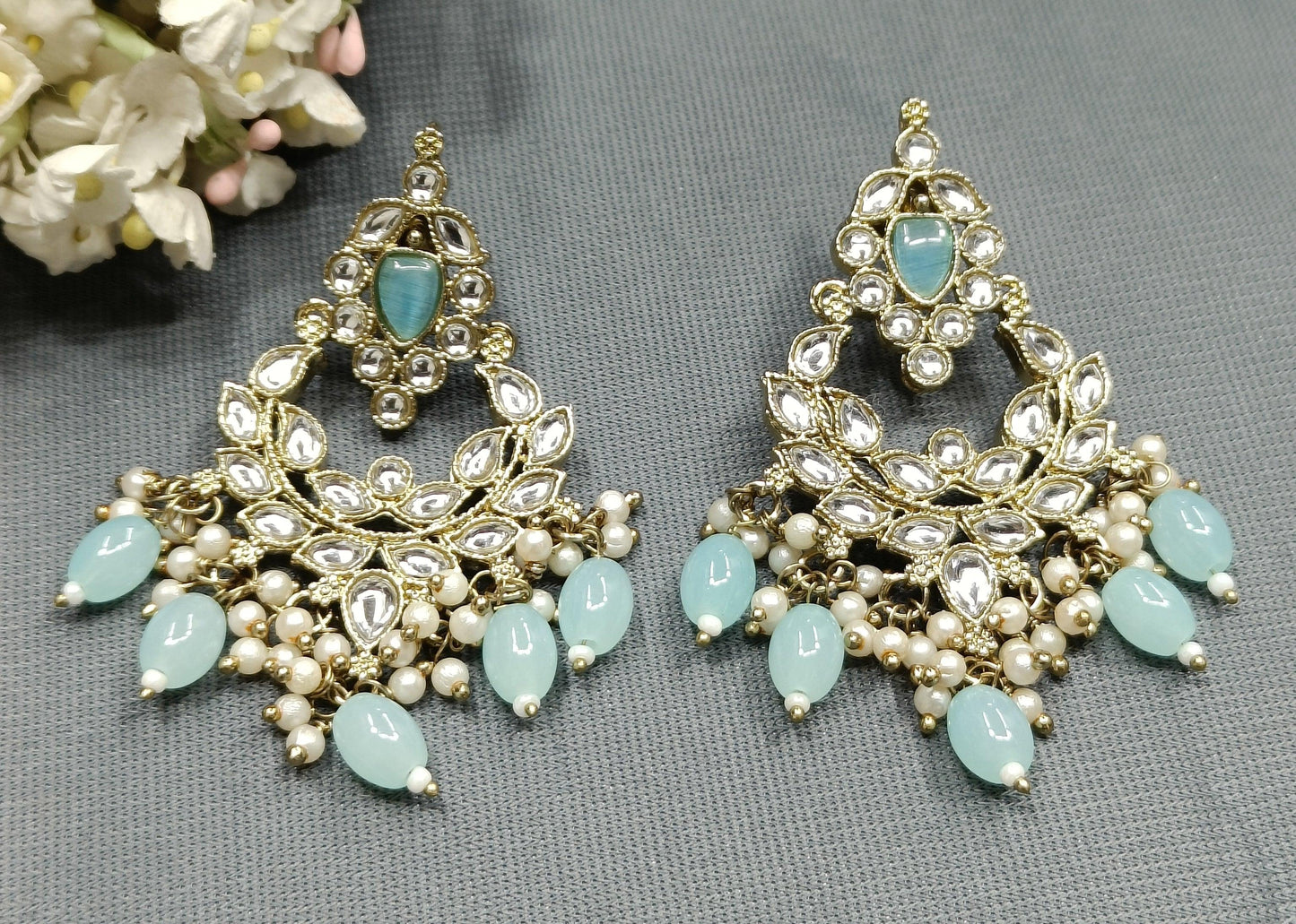 Kundan Polki Mehndi Earring-782 A1 - rchiecreation