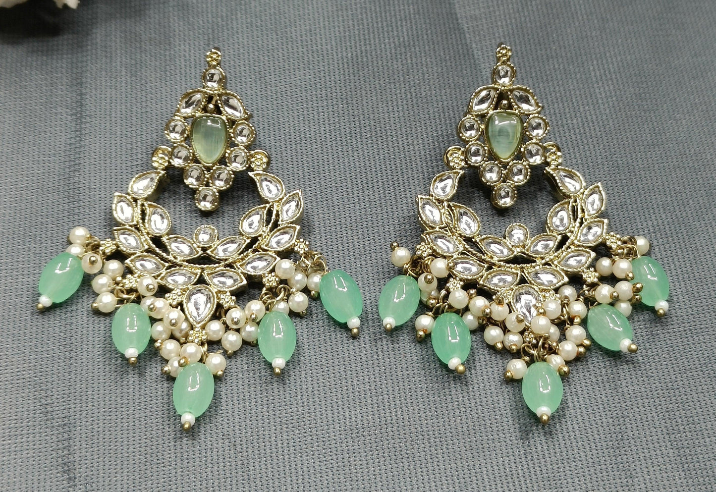 Kundan Polki Mehndi Earring-782 A1 - rchiecreation