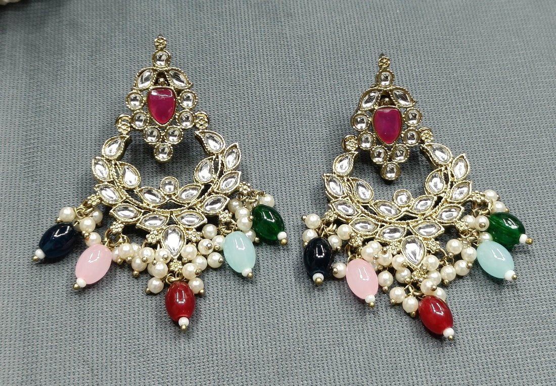 Kundan Polki Mehndi Earring-782 A1 - rchiecreation