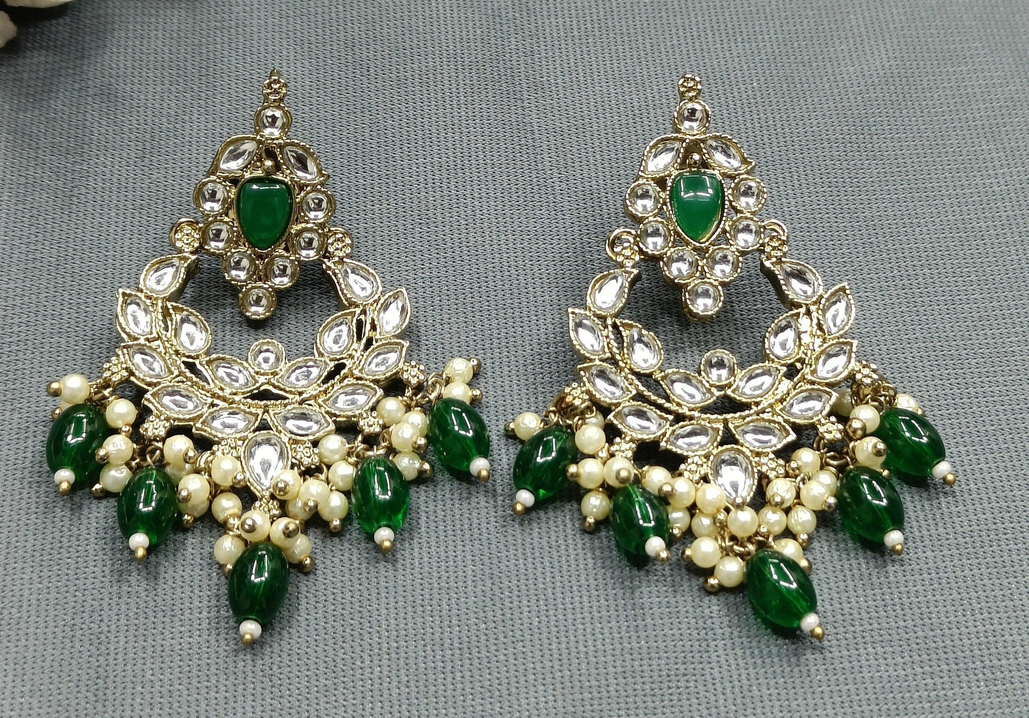 Kundan Polki Mehndi Earring-782 A1 - rchiecreation